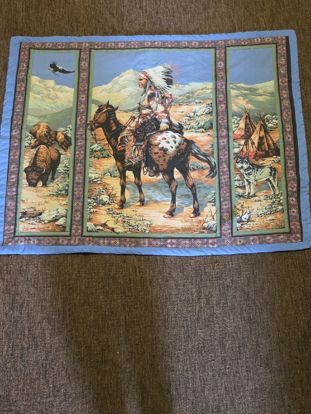 Native Americana Scenic Wall Tapestry - Blue 43x34